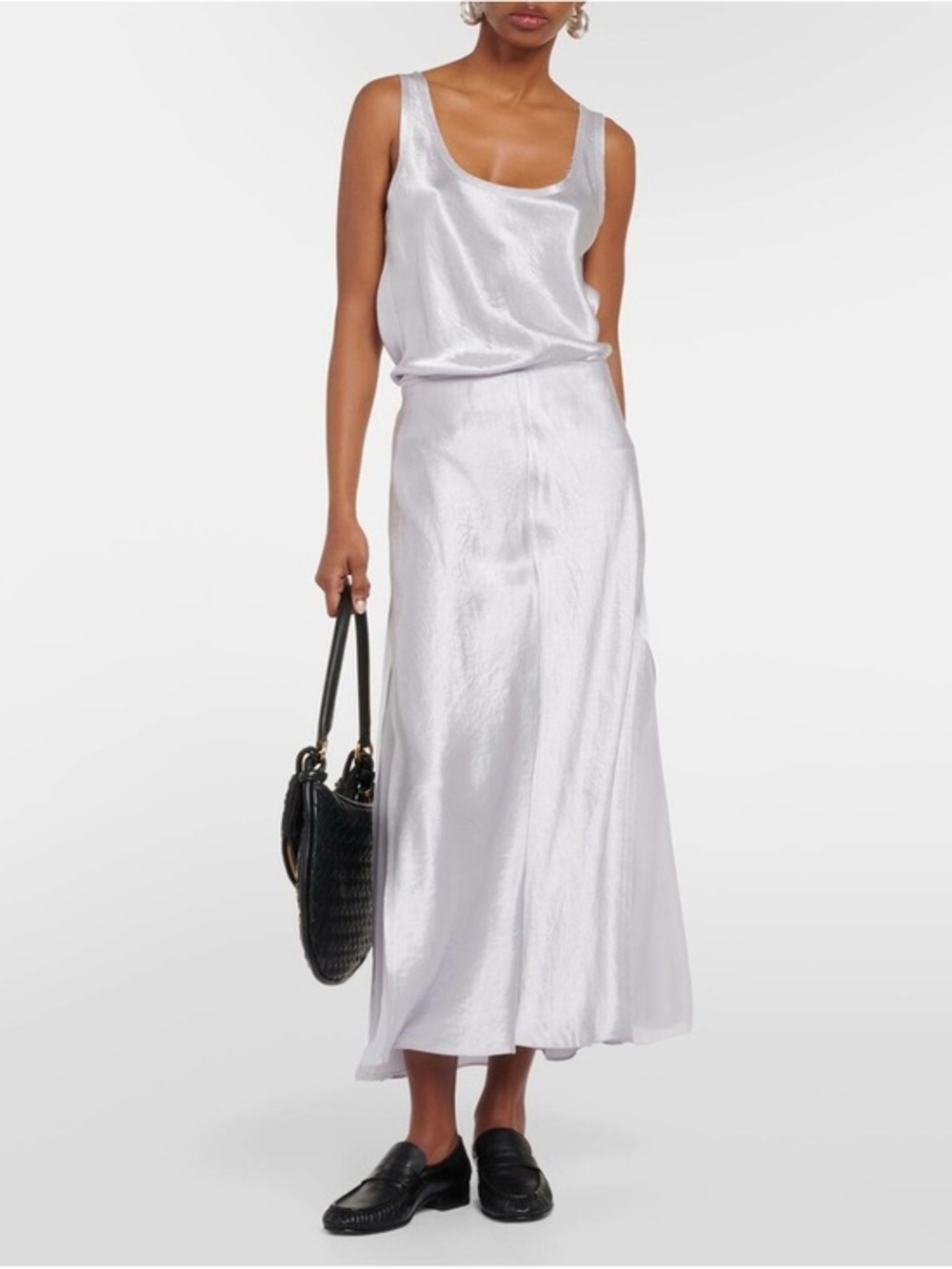 Vince Satin slip skirt metallic silver Size 2 Like New